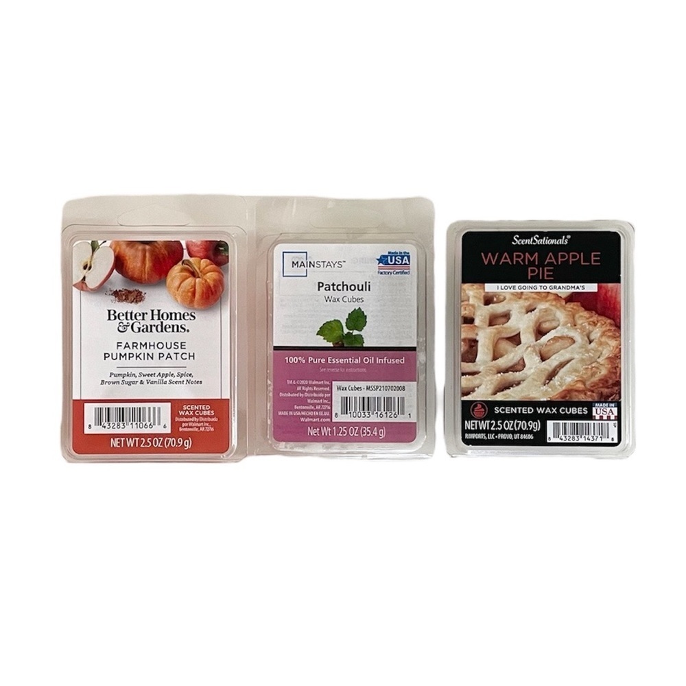 Pumpkin, Patchouli and Apple Pie Scented Melting Wax Cubes Bundle 3 Pack